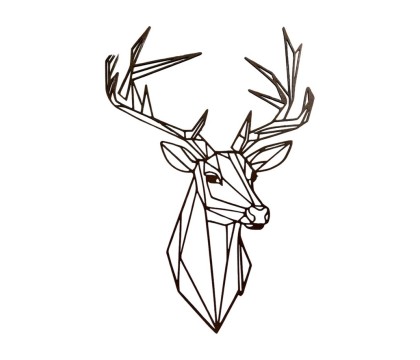 Décoration Murale en Bois Peint - Tête de Cerf Géométrique
