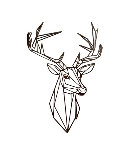 Décoration Murale en Bois Peint - Tête de Cerf Géométrique