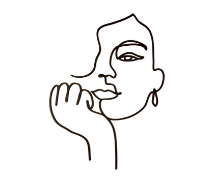 Décoration Murale en Bois Peint - Visage Féminin Minimaliste