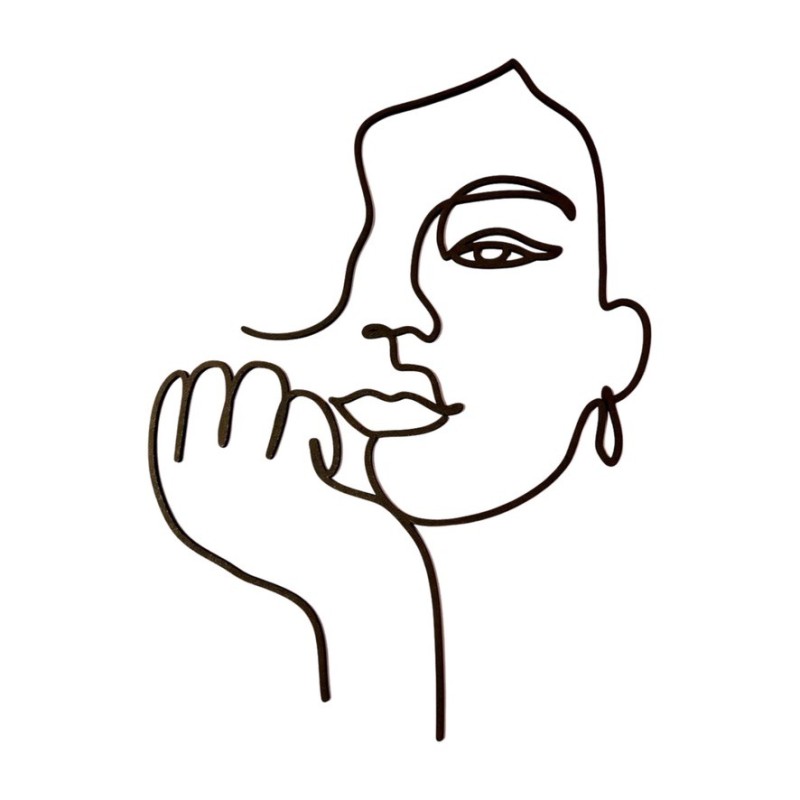 Décoration Murale en Bois Peint - Visage Féminin Minimaliste Décoration Murale en Bois Peint - Visage Féminin Minimaliste