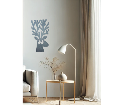 Décoration murale artisanale en bois - Cerf rigolo