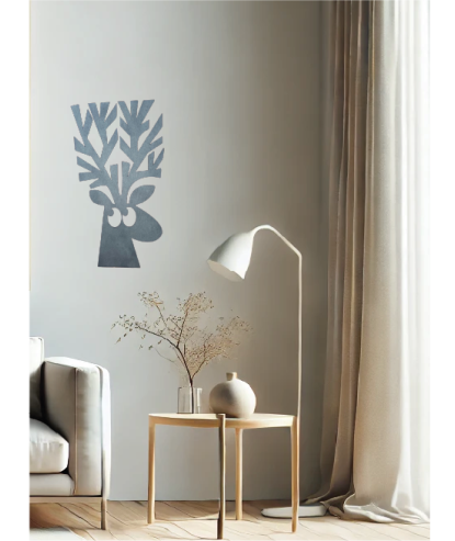 Décoration murale artisanale en bois - Cerf rigolo